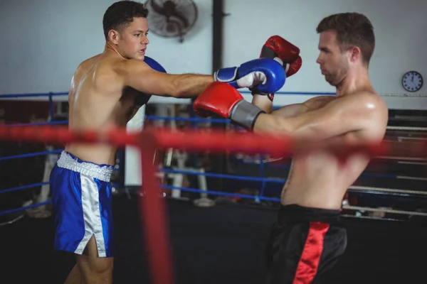 Boxeadores luchando en el ring de boxeo — Foto de Stock