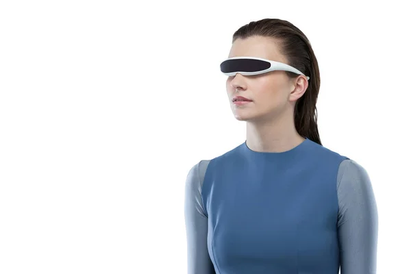 Woman using virtual reality glasses — Stock Photo, Image