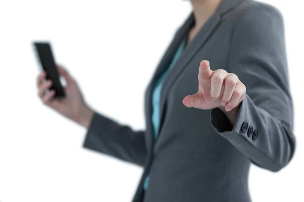 Businesswoman holding phone — Stock Photo, Image