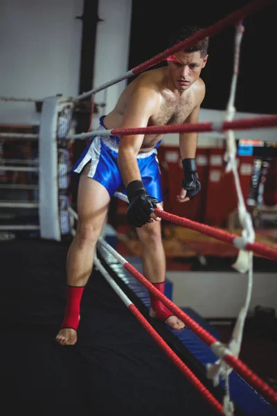 Boxeador entrando en el ring de boxeo — Foto de Stock