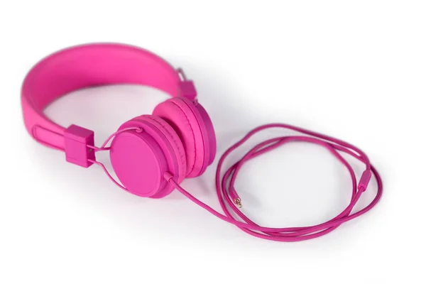 粉红色的音乐耳机 — 图库照片
