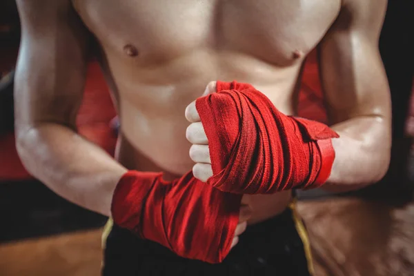Boxer wrapping boxing strap — Stock Photo, Image