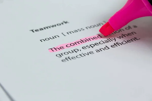 The word combined highlighted in pink — Stock Photo, Image