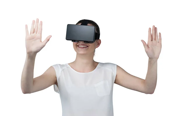 Frau mit Virtual-Reality-Headset — Stockfoto