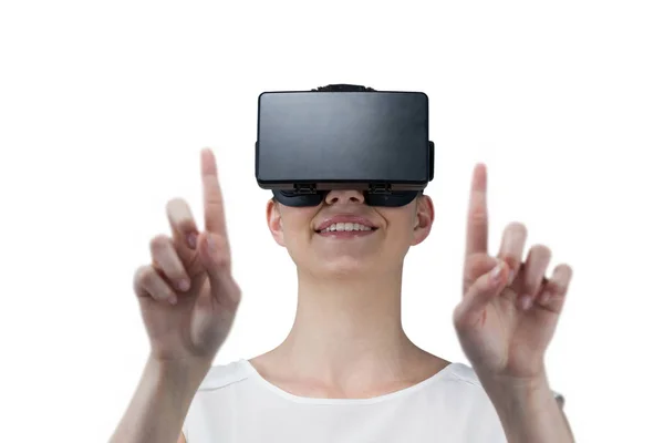 Frau mit Virtual-Reality-Headset — Stockfoto