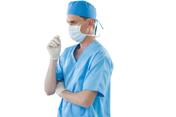 Verpleger dragen chirurgisch masker en handschoenen — Stockfoto
