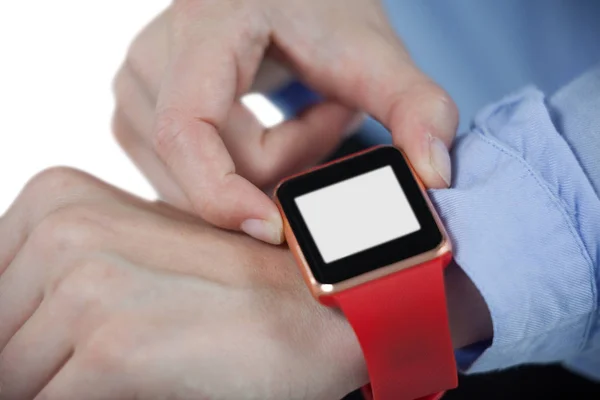 Businesswoman using smartwatch — Stock Photo, Image