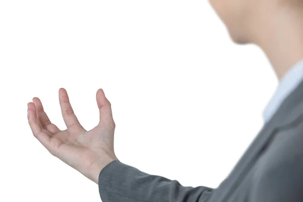 Zakenvrouw gebaren tegen Wit — Stockfoto