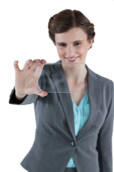 Geschäftsfrau täuscht vor, Telefon zu halten — Stockfoto