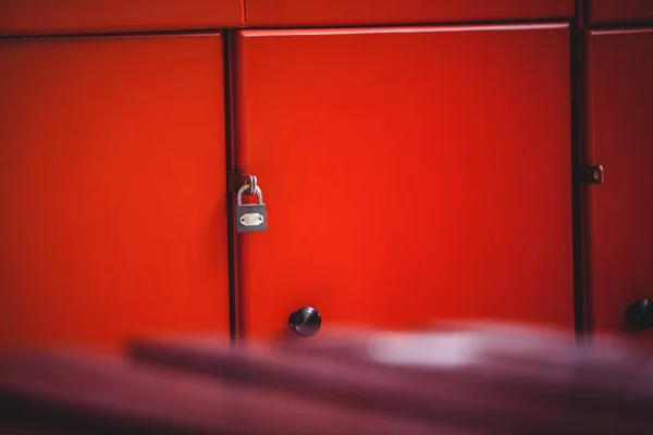 Close-up of red lockers — Stock Photo, Image