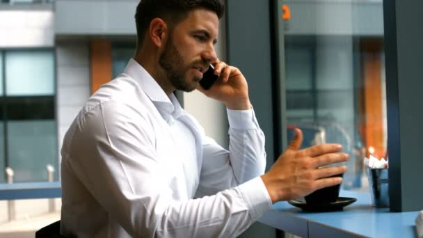 Biznesmen rozmawiający przez telefon komórkowy — Wideo stockowe