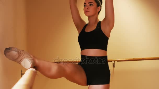 芭蕾舞女演员练习芭蕾舞蹈 — 图库视频影像
