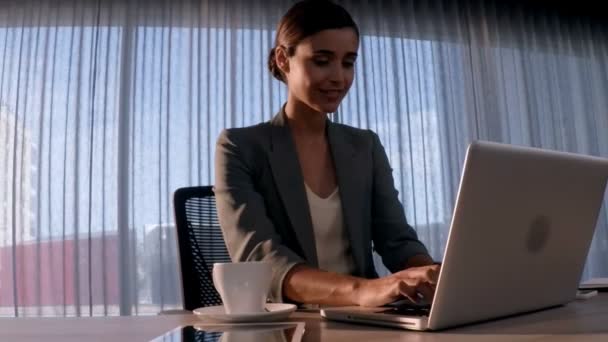 Femmina business executive utilizzando laptop — Video Stock