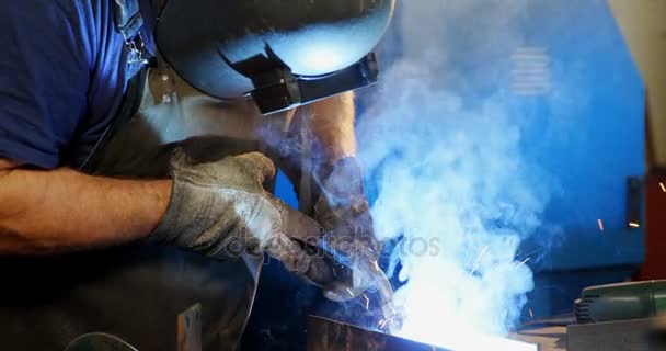 Welder welding a metal — Stock Video