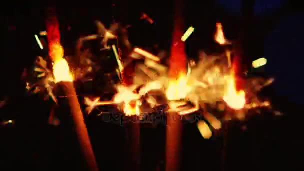 Sparklers during christmas time — Stock Video