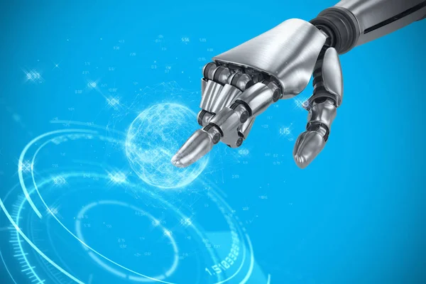 Silver robot arm pointing at something — Stock Photo, Image