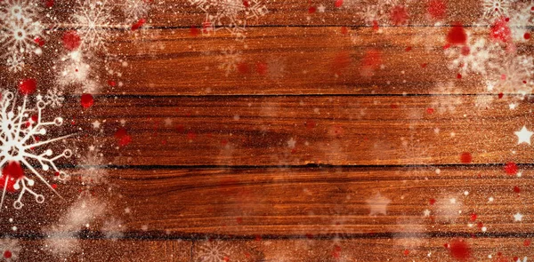 Snow against of wooden planks — Stock Photo, Image