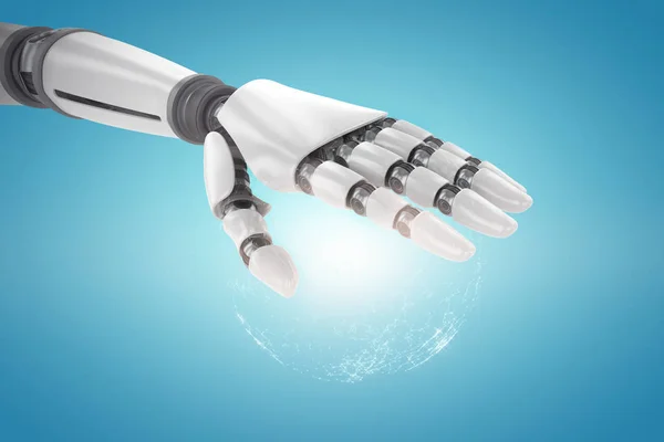 Robotic hand  against earth — Stock Photo, Image