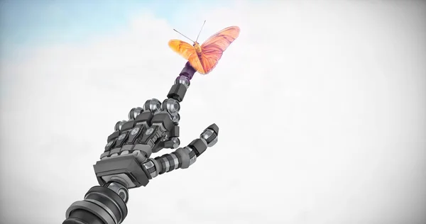 ロボットの指を蝶します。 — ストック写真