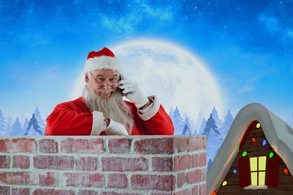 Santa Claus al lado de la chimenea — Foto de Stock