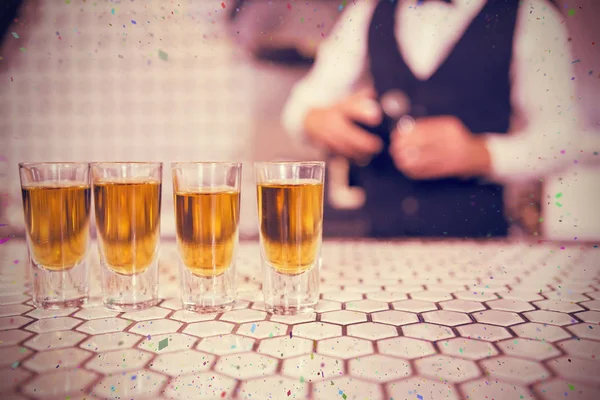 Glasses of whisky on bar — Stock Photo, Image