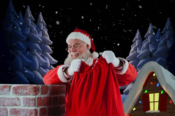 Babbo Natale in possesso di sacco regalo — Foto Stock