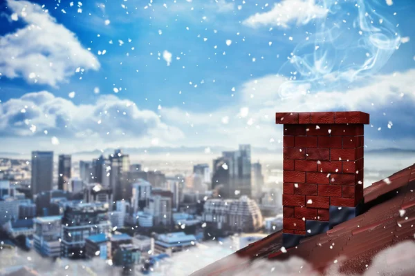 3D Снег против города — стоковое фото