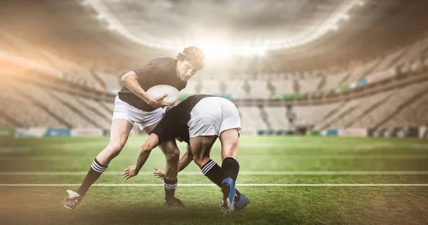 Rugby-Stadion gegen Rugbyspieler — Stockfoto