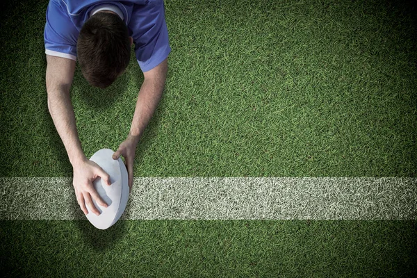 Bir deneyin puanlama rugby oyuncusu — Stok fotoğraf