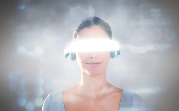 Woman using virtual video glasses — Stock Photo, Image