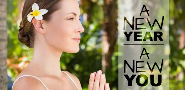 Natural brunette doing yoga — Stock Photo, Image