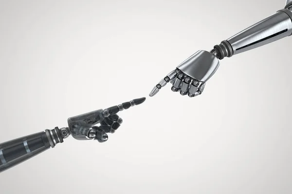 Brillantes manos negras de robot contra gris —  Fotos de Stock