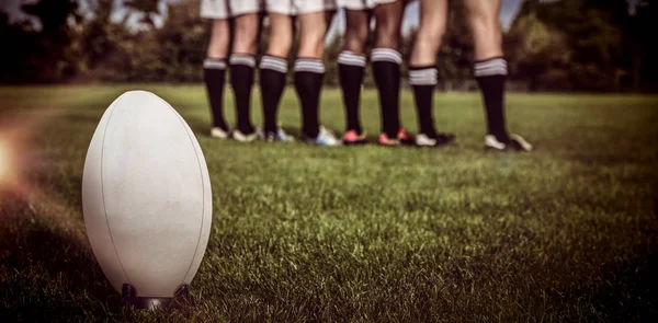 Rugby planen mot rugbyspelare — Stockfoto