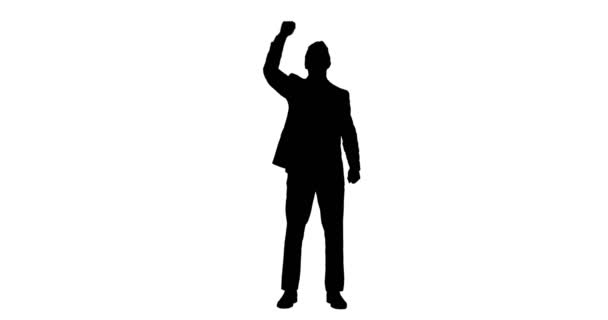 Silhouette of businessman protesting — Stock Video