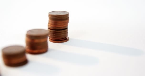 Close-up of stacks of coins — Stock Video