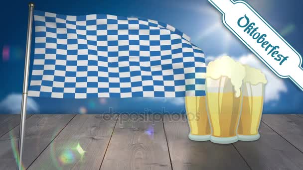 Oktoberfest vlag zwaaien — Stockvideo