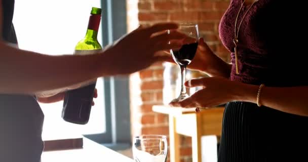 Couple having red wine — Stock Video