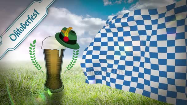 Oktoberfest vlag zwaaien — Stockvideo