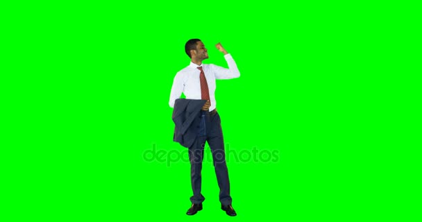 Excited businessman standing — Stock Video