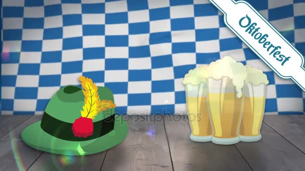 慕尼黑啤酒节国旗飘扬 — 图库视频影像
