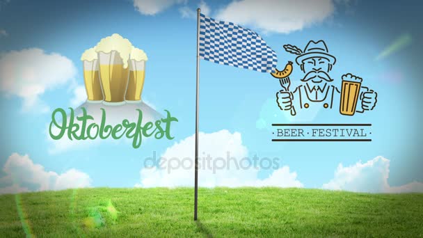 Bandera del Oktoberfest ondeando — Vídeos de Stock