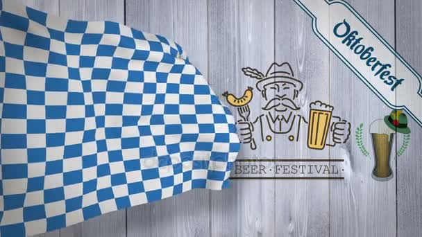 Bandera del Oktoberfest ondeando — Vídeo de stock