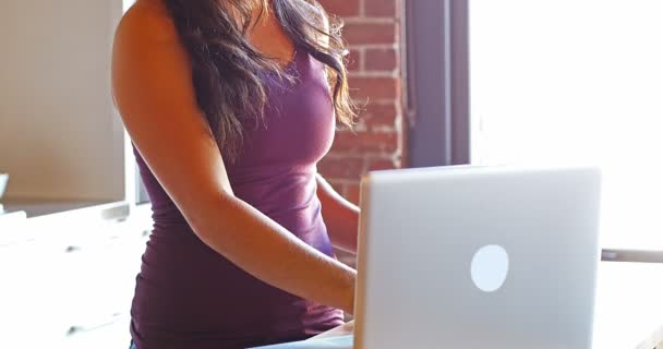 Mujer usando portátil — Vídeo de stock