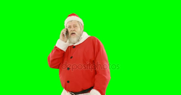 Papai Noel falando no celular — Vídeo de Stock