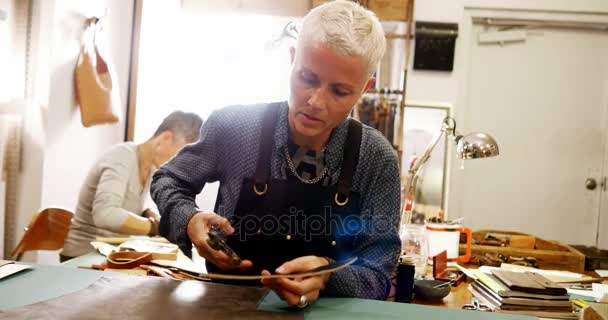 Уважний craftswoman роботи — стокове відео