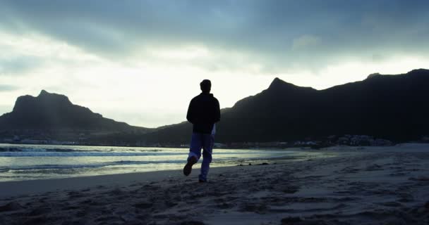 Man op het strand — Stockvideo