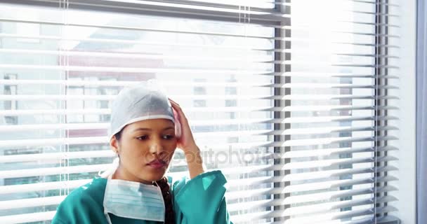 Sad Nurse Sitting On The Floor Stock Video C Wavebreakmedia