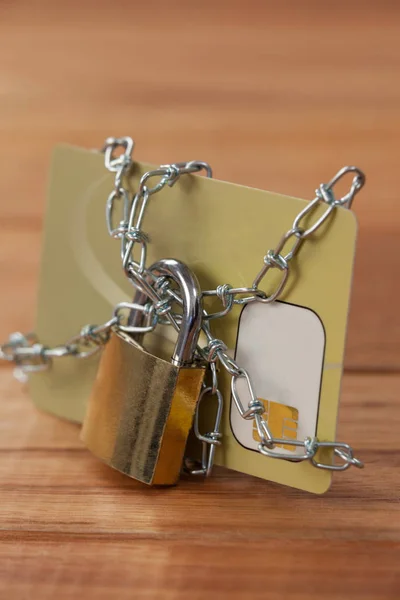 Smart card locked in chain — Stock Photo, Image