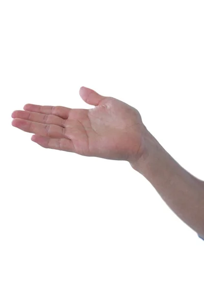 보이지 않는 개체를 보유 하는 척 하는 남자의 손 — 스톡 사진