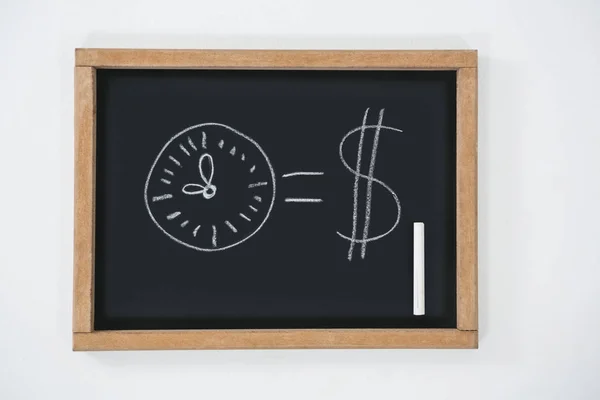 Clock and dollar sign drawn on slate — Stock Photo, Image